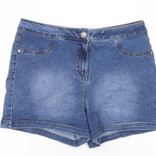 Papaya Womens Blue Cotton Mom Shorts Size 14 Regular Zip