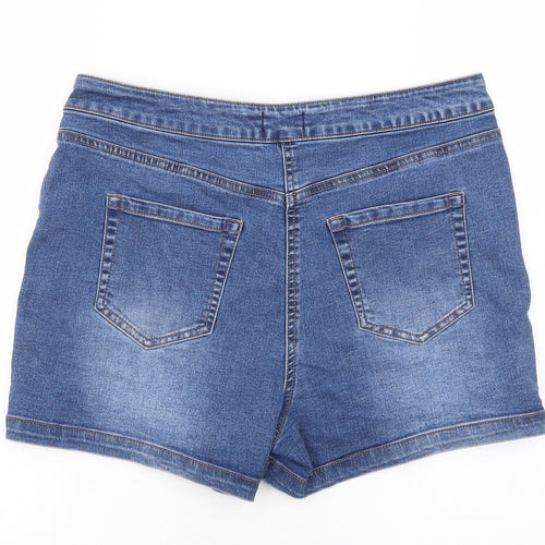 Papaya Womens Blue Cotton Mom Shorts Size 14 Regular Zip