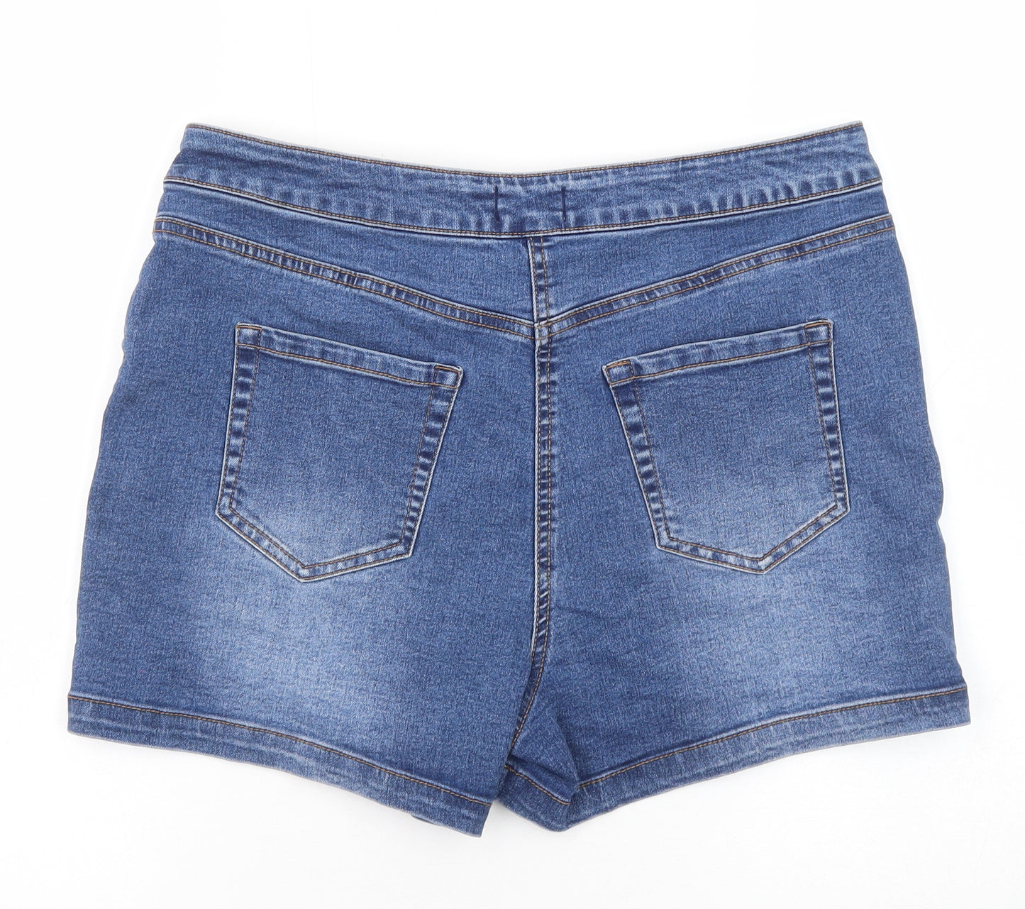 Papaya Womens Blue Cotton Mom Shorts Size 14 Regular Zip
