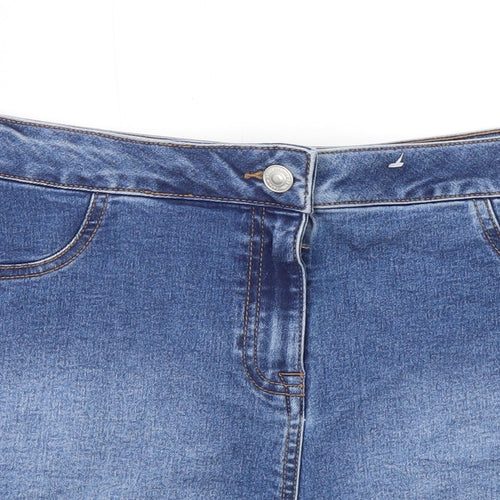 Papaya Womens Blue Cotton Mom Shorts Size 14 Regular Zip