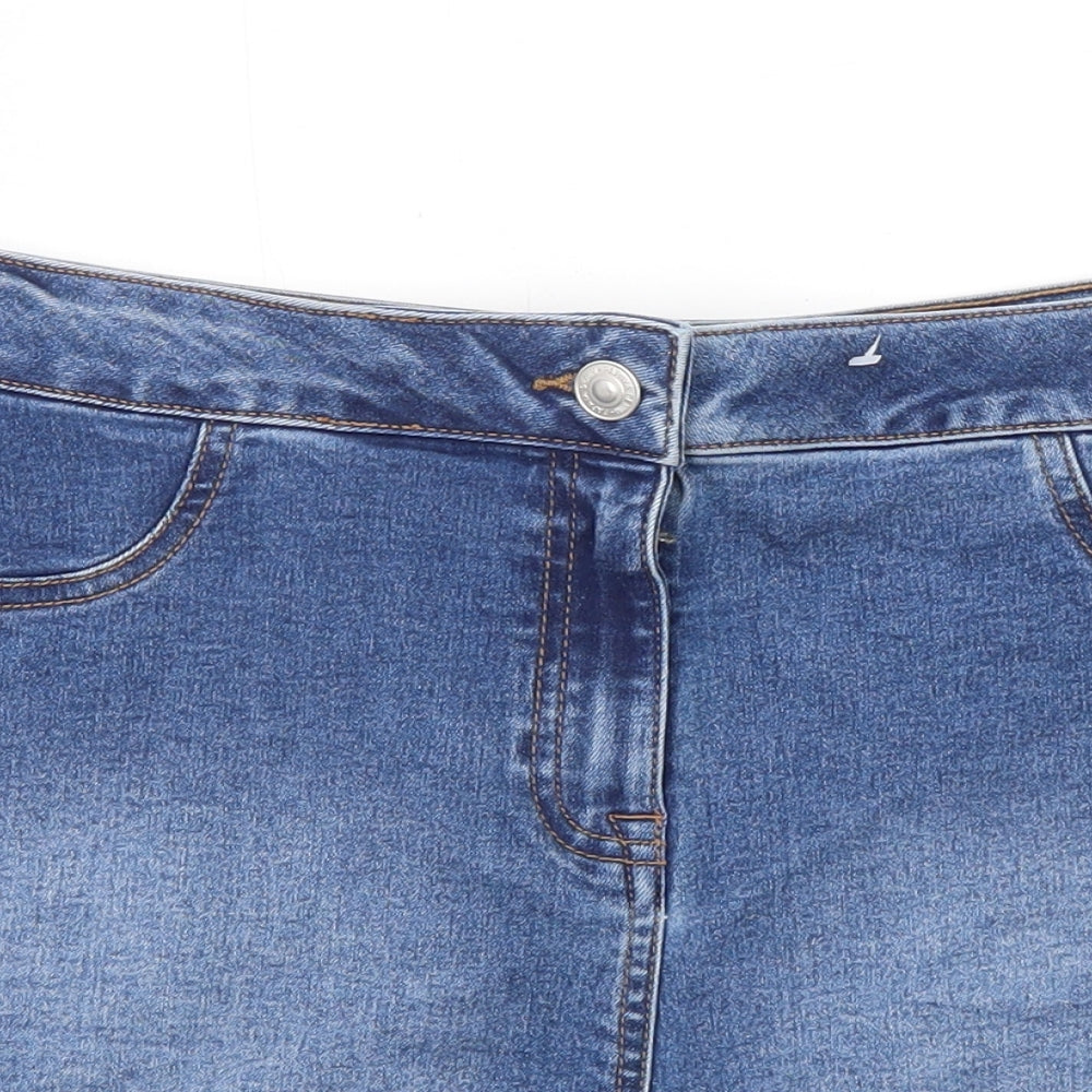 Papaya Womens Blue Cotton Mom Shorts Size 14 Regular Zip