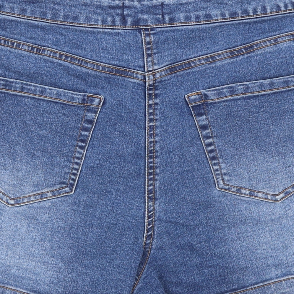 Papaya Womens Blue Cotton Mom Shorts Size 14 Regular Zip