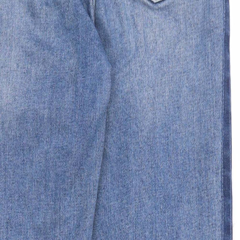 Miss Selfridge Womens Blue Cotton Straight Jeans Size 10 Regular Zip