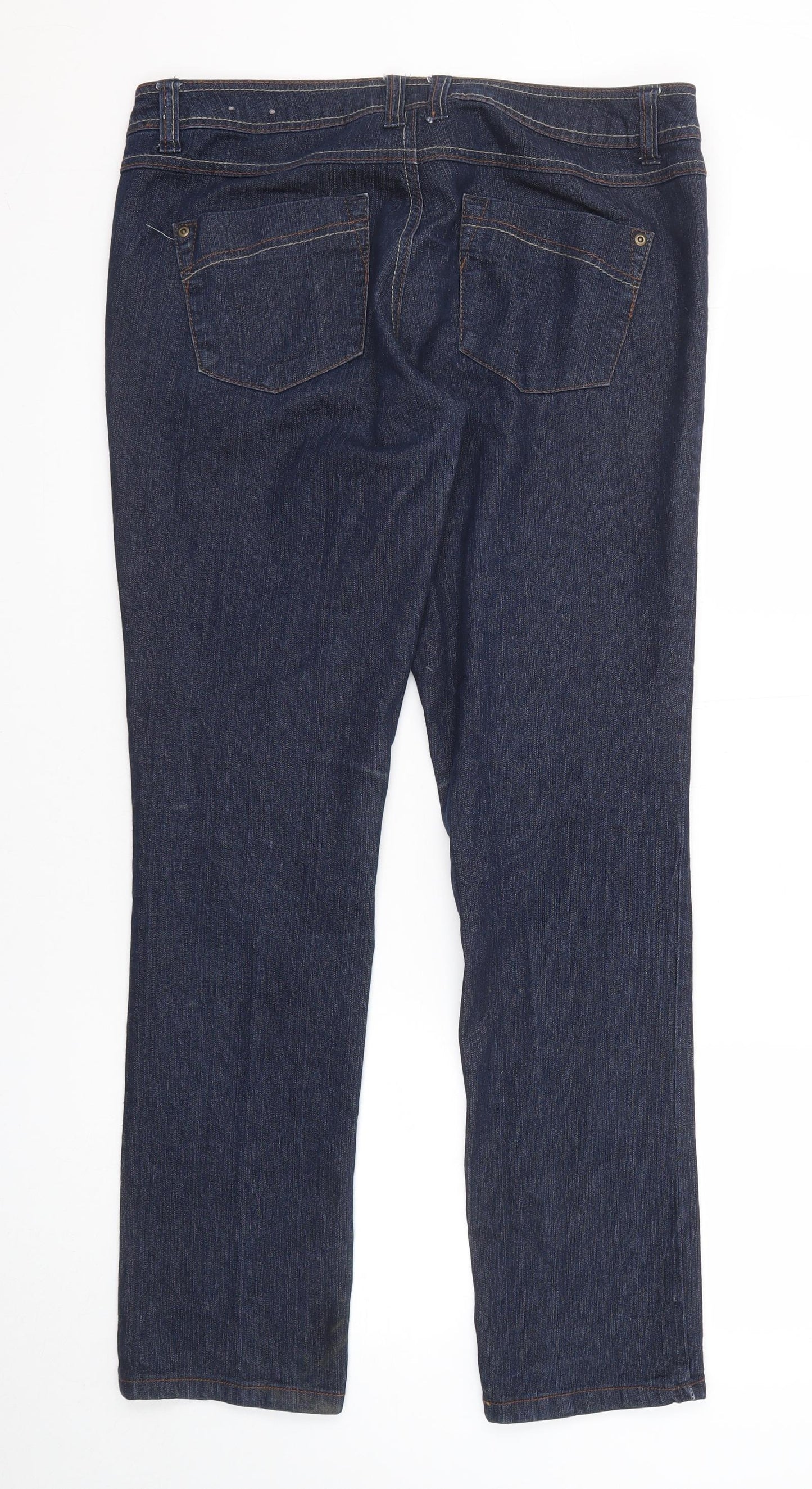 Dorothy Perkins Womens Blue Cotton Straight Jeans Size 14 Regular Zip