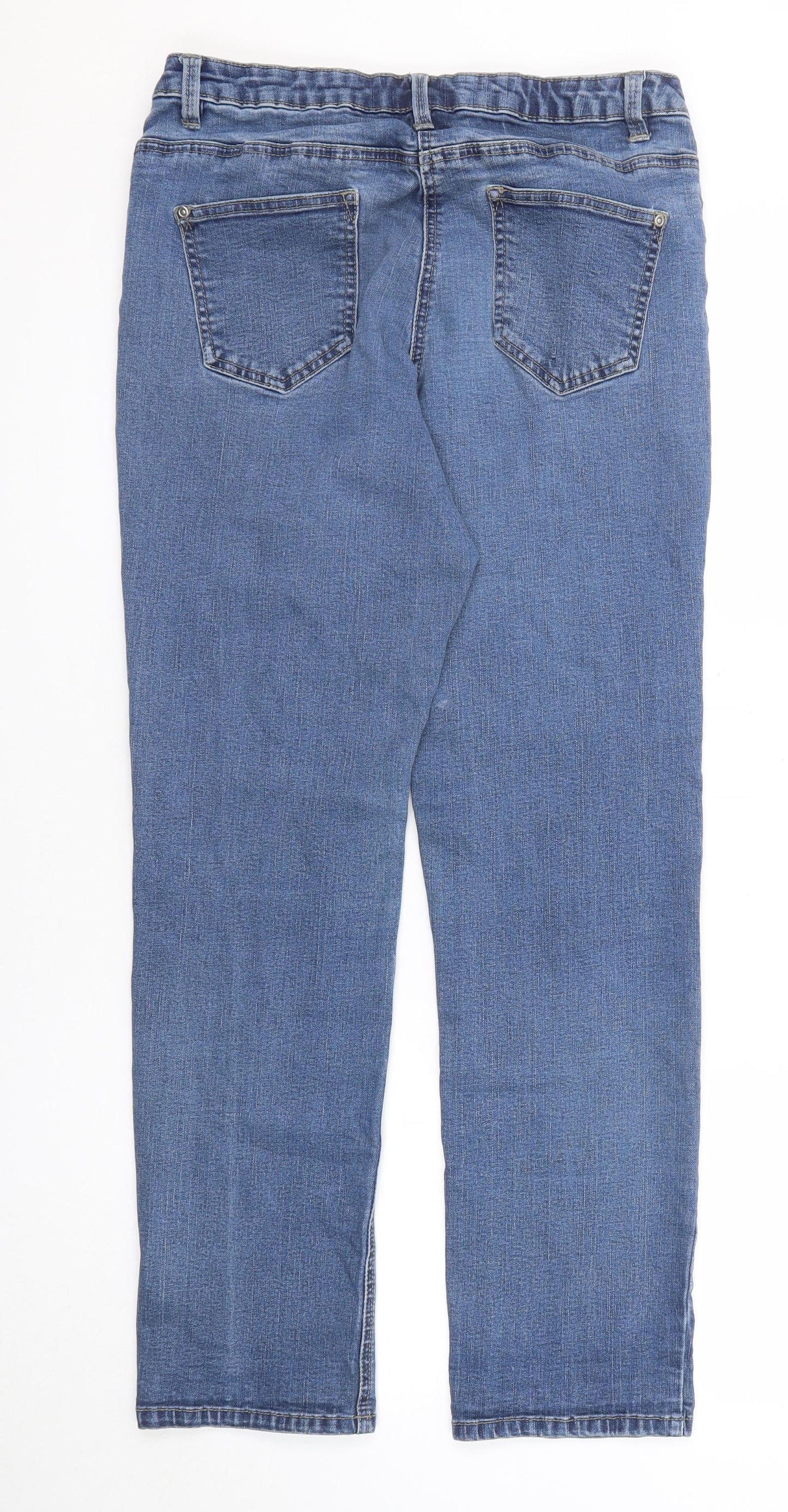 Nutmeg Womens Blue Cotton Straight Jeans Size 14 Regular Zip