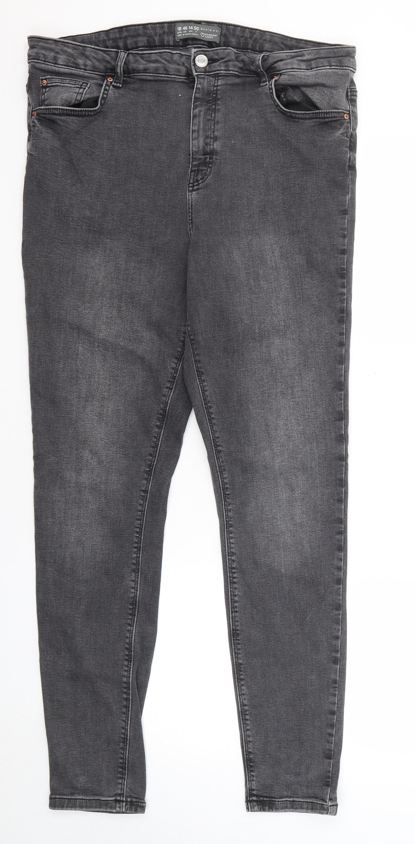 Denim & Co. Womens Black Cotton Skinny Jeans Size 18 Regular Zip