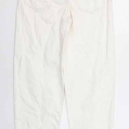 Topshop Womens White Cotton Straight Jeans Size 26 in L32 in Regular Zip