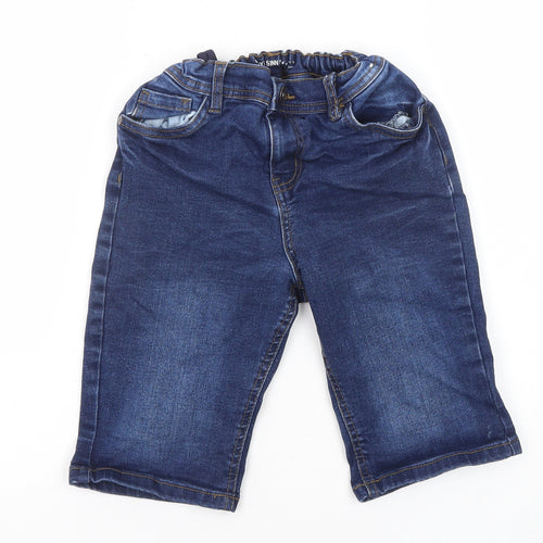 Denim & Co. Boys Blue Cotton Chino Shorts Size 9-10 Years Regular Zip