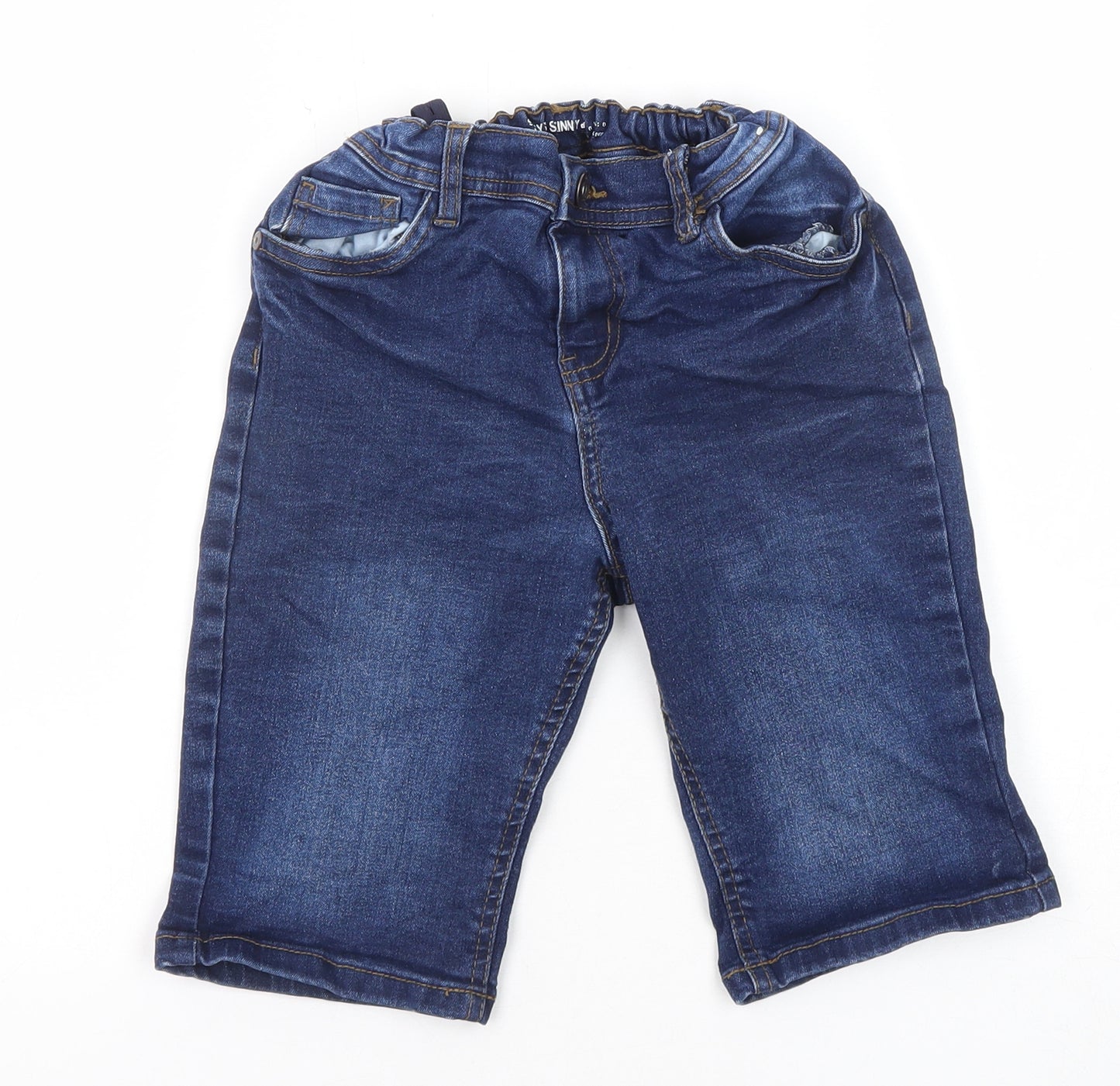 Denim & Co. Boys Blue Cotton Chino Shorts Size 9-10 Years Regular Zip