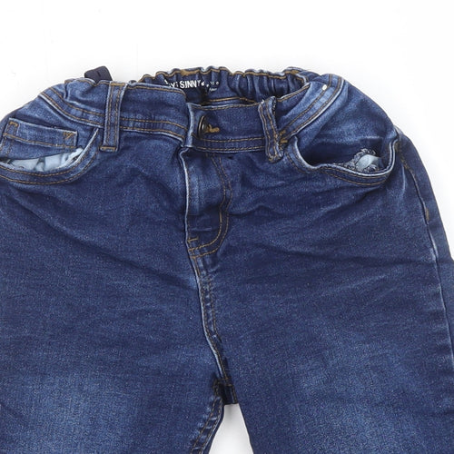 Denim & Co. Boys Blue Cotton Chino Shorts Size 9-10 Years Regular Zip