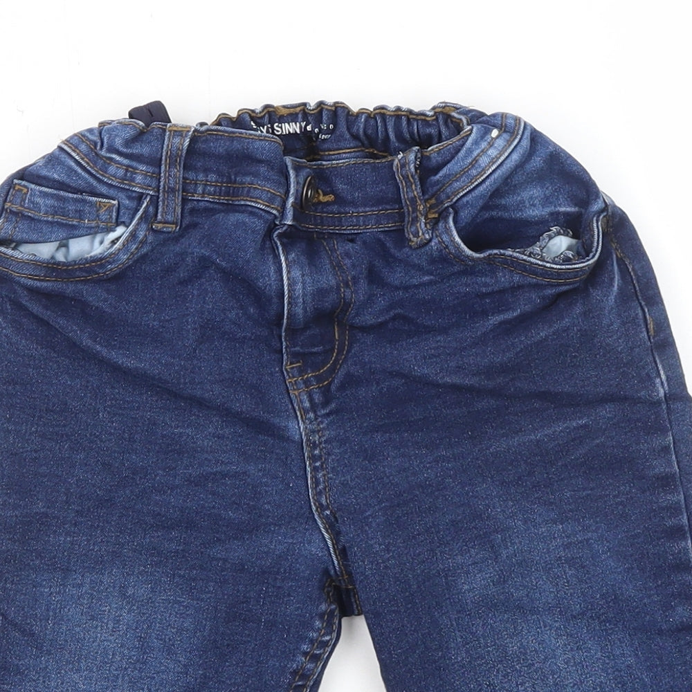 Denim & Co. Boys Blue Cotton Chino Shorts Size 9-10 Years Regular Zip