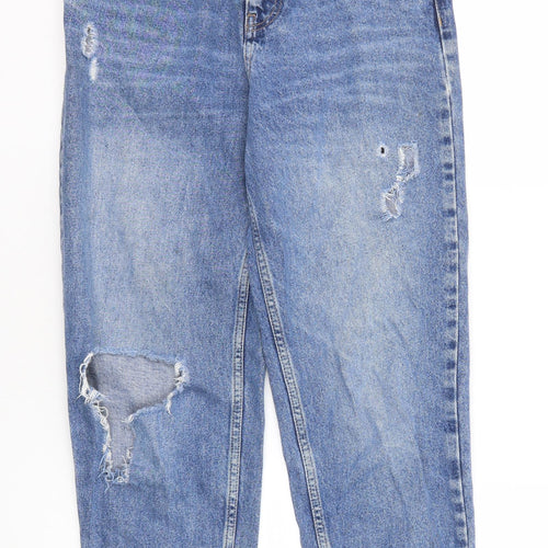 Denim & Co. Womens Blue Cotton Straight Jeans Size 8 Regular Zip