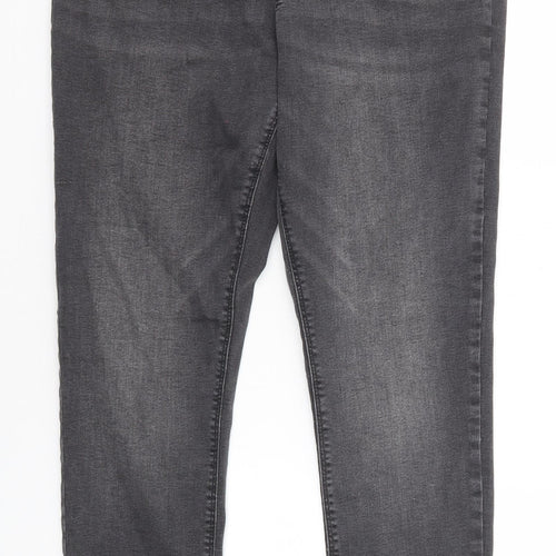 Denim & Co. Womens Black Cotton Straight Jeans Size 18 Regular Zip