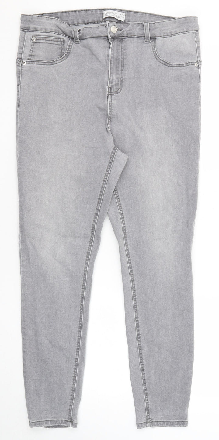 Denim & Co. Womens Grey Cotton Skinny Jeans Size 8 Regular Zip