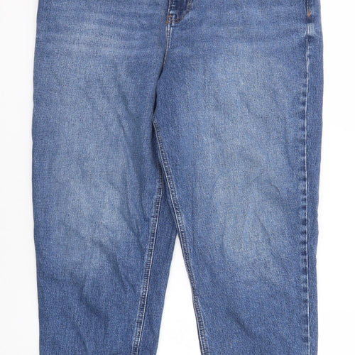 New Look Womens Blue Cotton Straight Jeans Size 16 Regular Zip