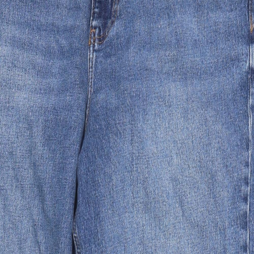 New Look Womens Blue Cotton Straight Jeans Size 16 Regular Zip