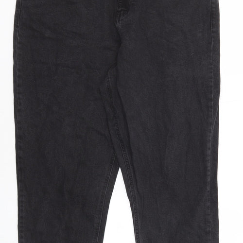 New Look Womens Black Cotton Straight Jeans Size 16 Regular Zip