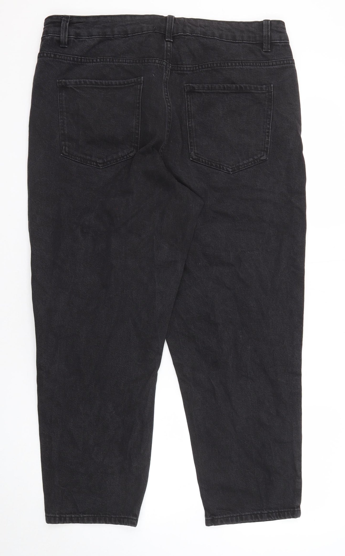 New Look Womens Black Cotton Straight Jeans Size 16 Regular Zip