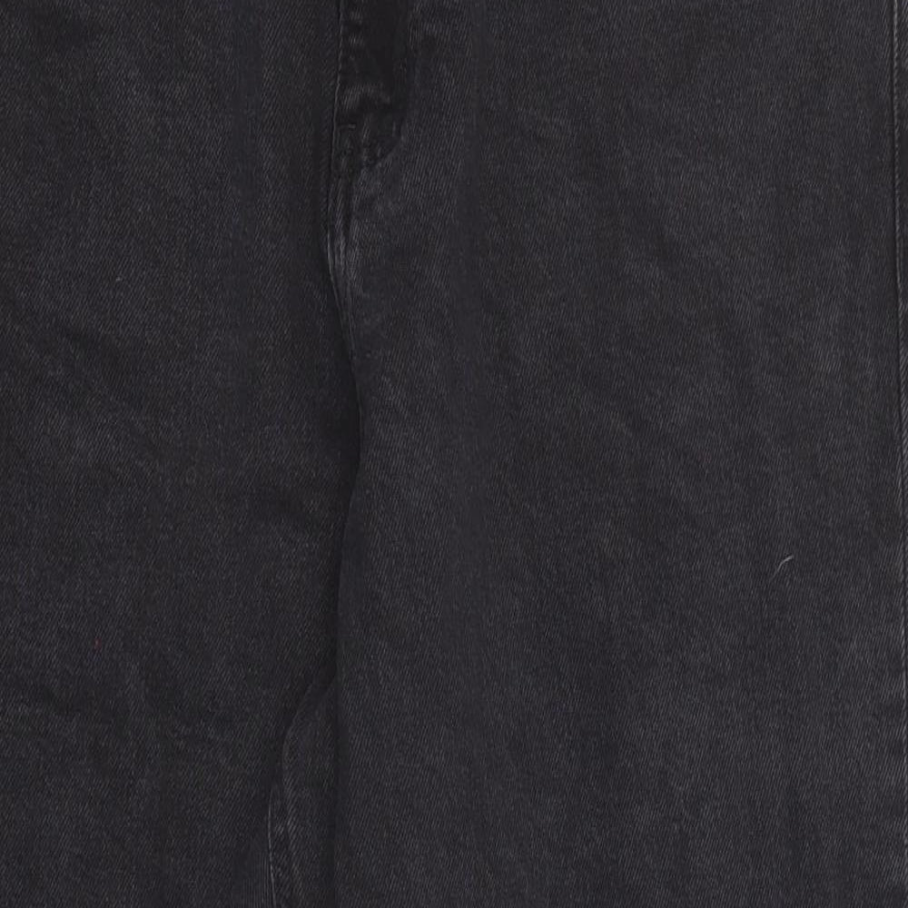 New Look Womens Black Cotton Straight Jeans Size 16 Regular Zip
