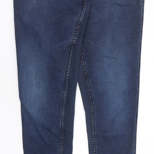 Marks and Spencer Womens Blue Cotton Skinny Jeans Size 10 Regular Zip - Long lenth
