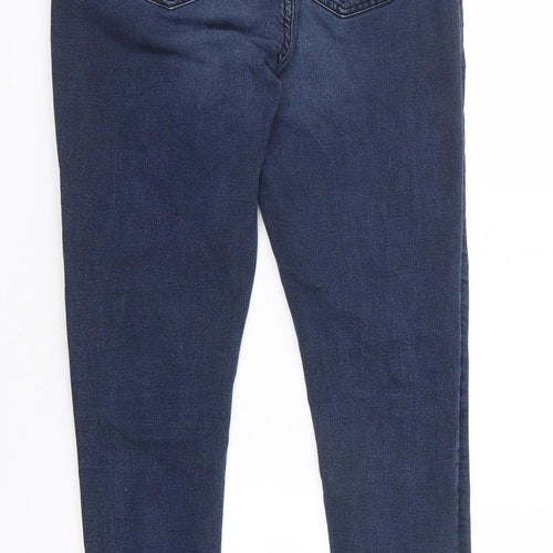Marks and Spencer Womens Blue Cotton Skinny Jeans Size 10 Regular Zip - Long lenth