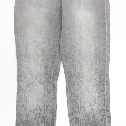 Marc Cain Womens Grey Animal Print Cotton Straight Jeans Size 27 in Regular Zip - Snakeskin pattern