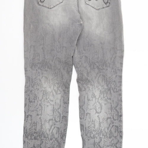 Marc Cain Womens Grey Animal Print Cotton Straight Jeans Size 27 in Regular Zip - Snakeskin pattern