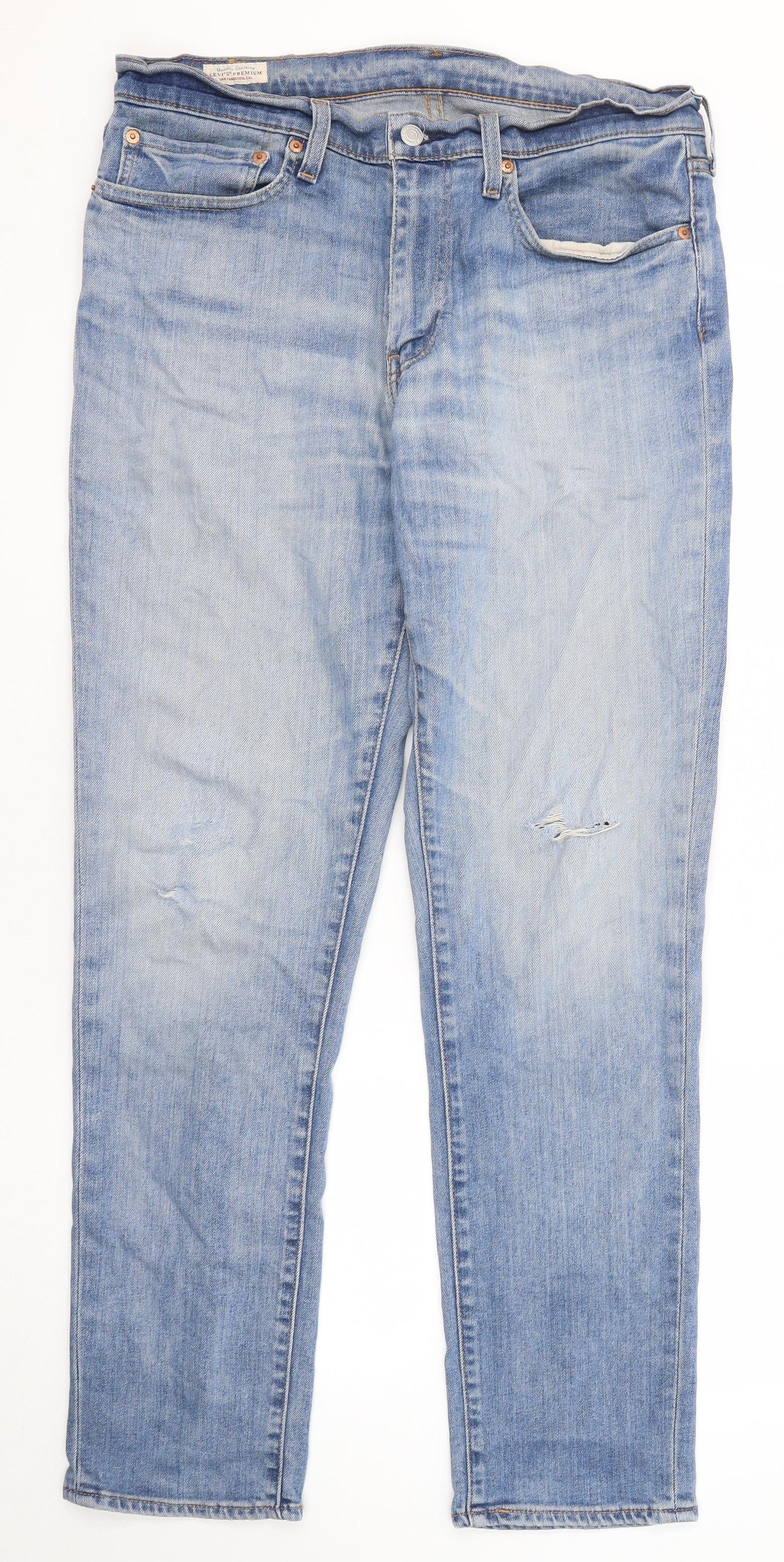 Levi's Mens Blue Cotton Straight Jeans Size 34 in L32 in Regular Zip