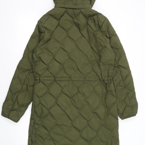 Marks and Spencer Womens Green Quilted Coat Size 10 Zip