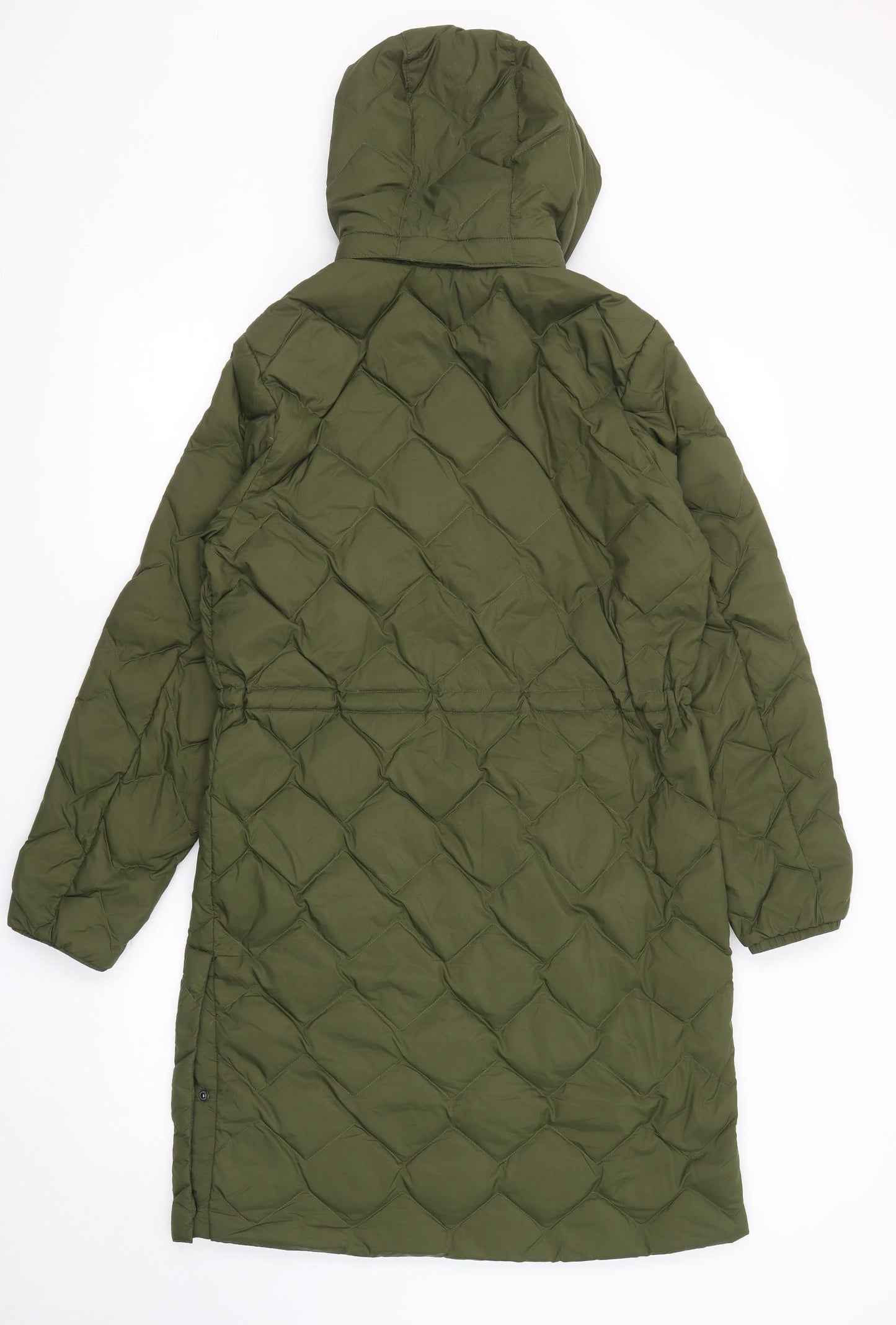 Marks and Spencer Womens Green Quilted Coat Size 10 Zip