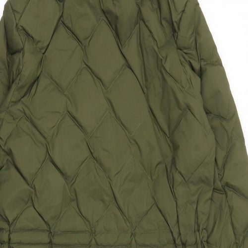 Marks and Spencer Womens Green Quilted Coat Size 10 Zip