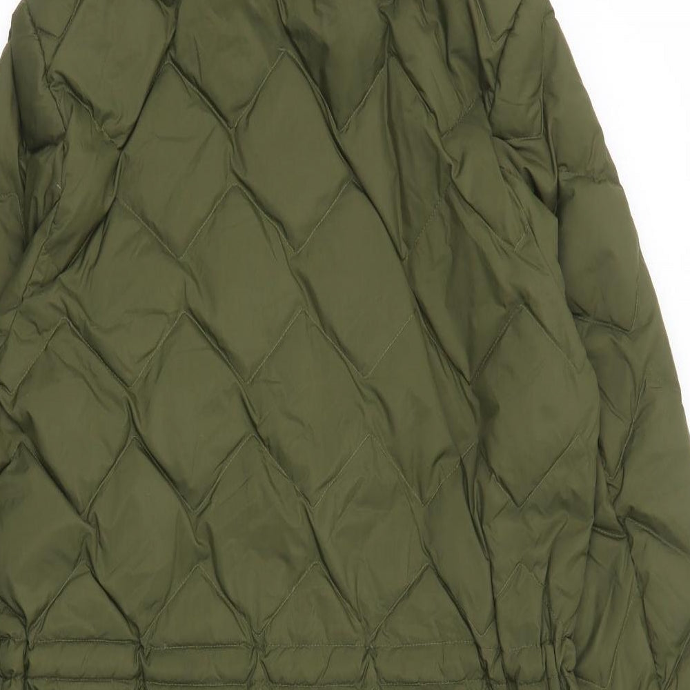 Marks and Spencer Womens Green Quilted Coat Size 10 Zip