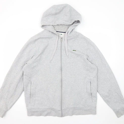 Lacoste Mens Grey Cotton Full Zip Hoodie Size XL