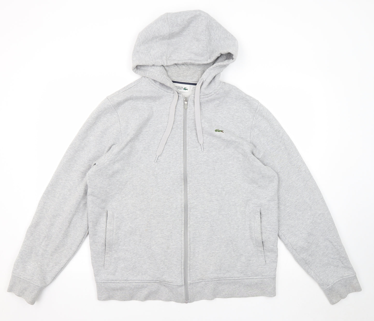 Lacoste Mens Grey Cotton Full Zip Hoodie Size XL