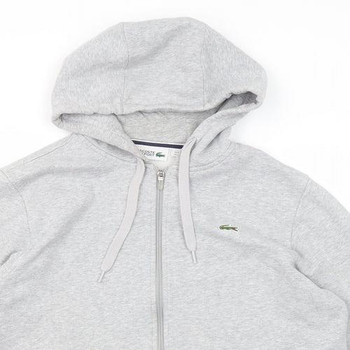 Lacoste Mens Grey Cotton Full Zip Hoodie Size XL
