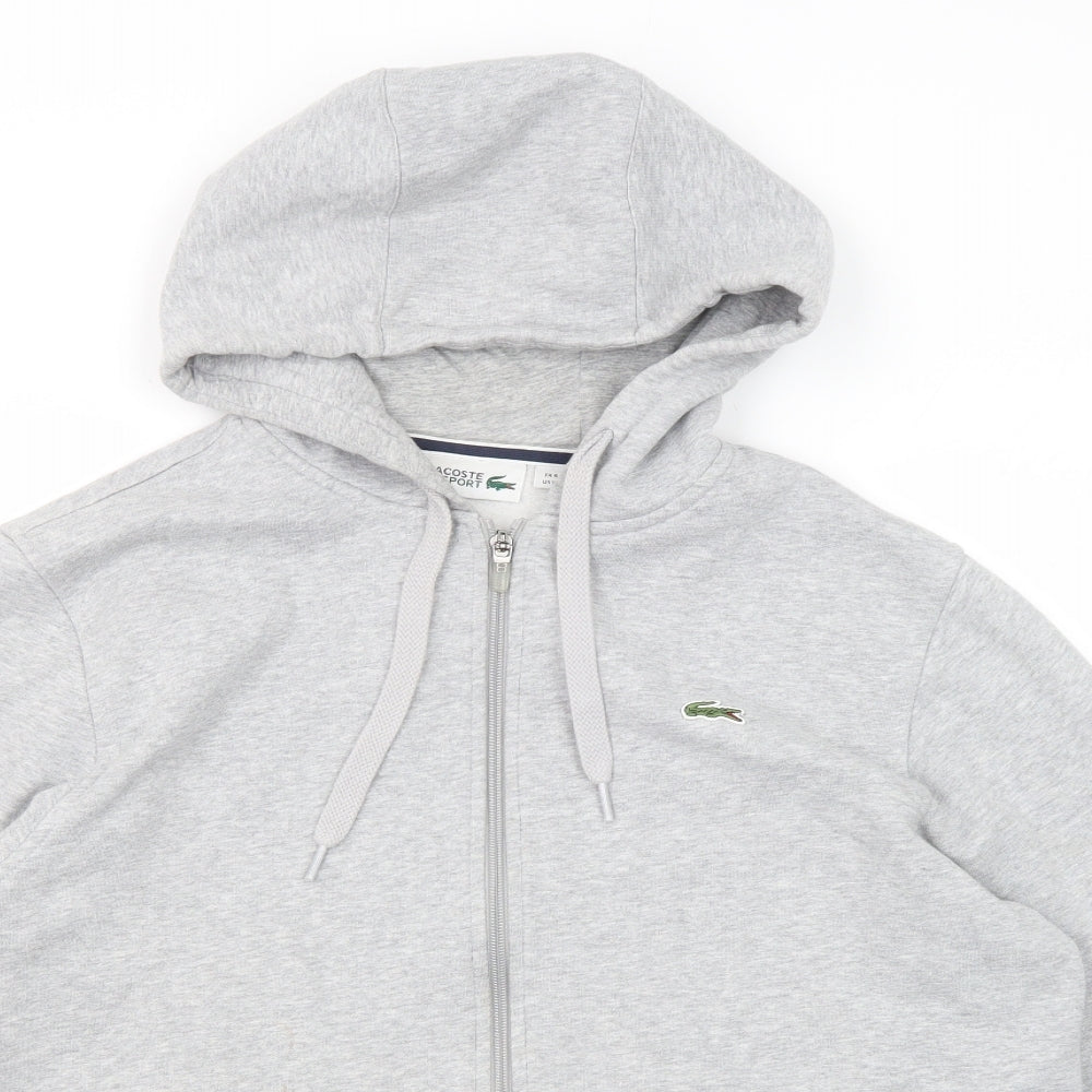 Lacoste Mens Grey Cotton Full Zip Hoodie Size XL