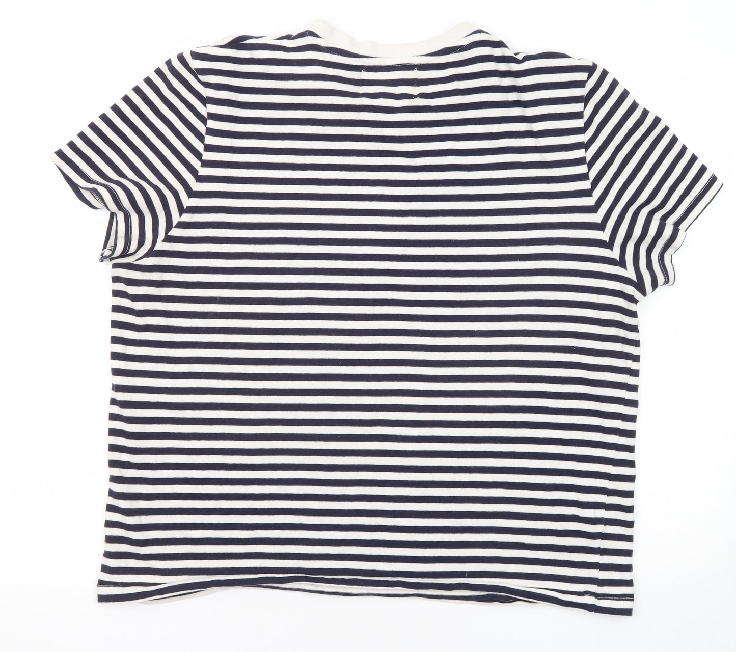 Stronghold Womens Blue Striped Cotton Basic T-Shirt Size M Round Neck
