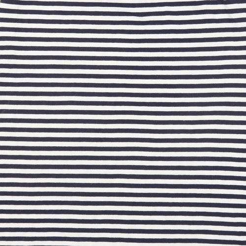 Stronghold Womens Blue Striped Cotton Basic T-Shirt Size M Round Neck
