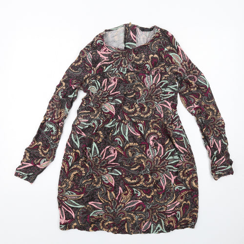 Only Womens Multicoloured Geometric Viscose A-Line Size 6 Round Neck Zip