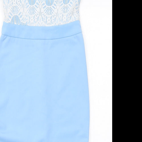 Rare London Womens Blue Cotton Pencil Dress Size 10 Sweetheart Zip - Strapless