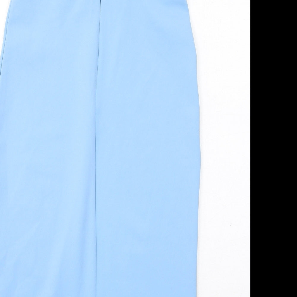 Rare London Womens Blue Cotton Pencil Dress Size 10 Sweetheart Zip - Strapless