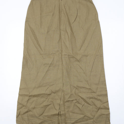 Laura Ashley Womens Beige Linen Cargo Skirt Size 16 Zip