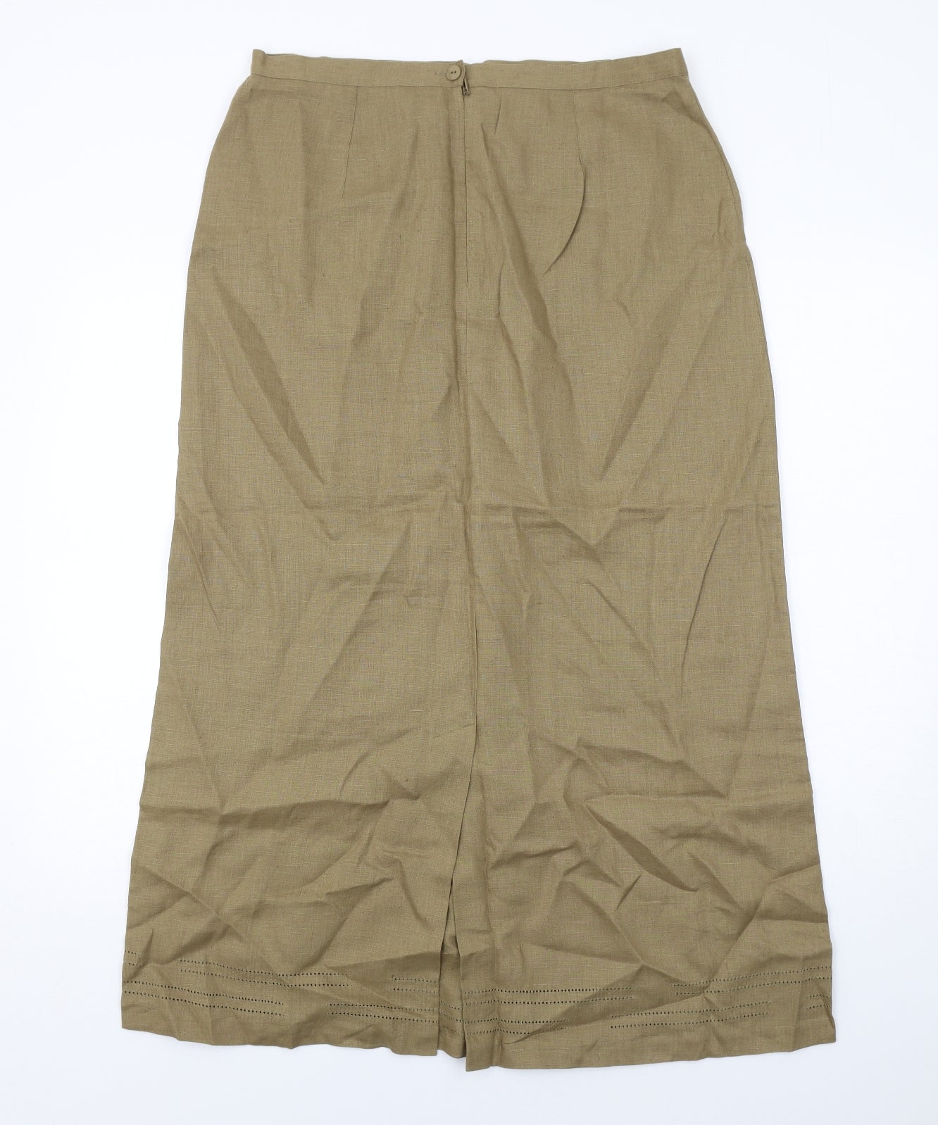 Laura Ashley Womens Beige Linen Cargo Skirt Size 16 Zip