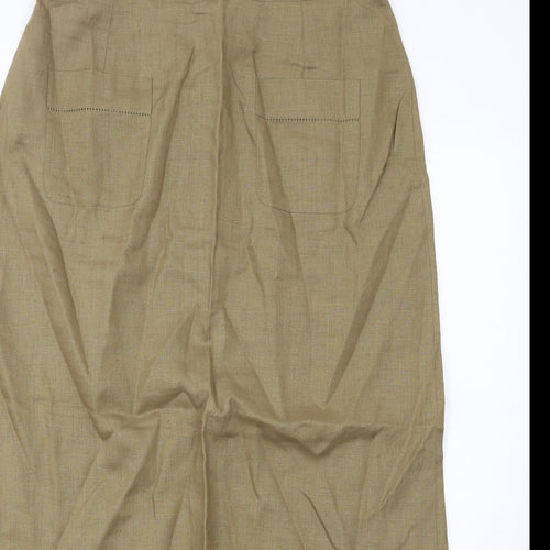 Laura Ashley Womens Beige Linen Cargo Skirt Size 16 Zip