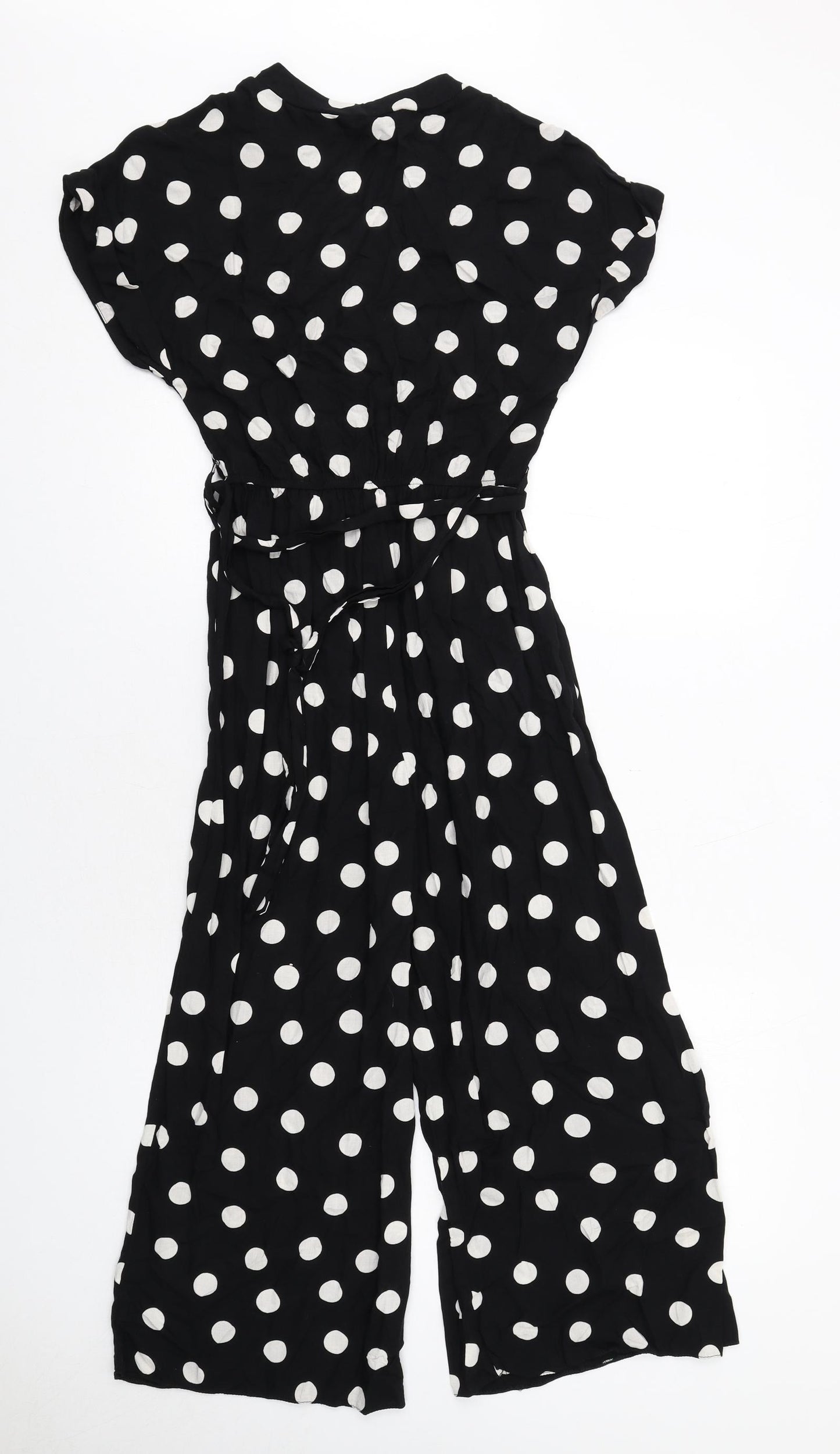 New Look Womens Black Polka Dot Viscose Jumpsuit One-Piece Size 8 Button