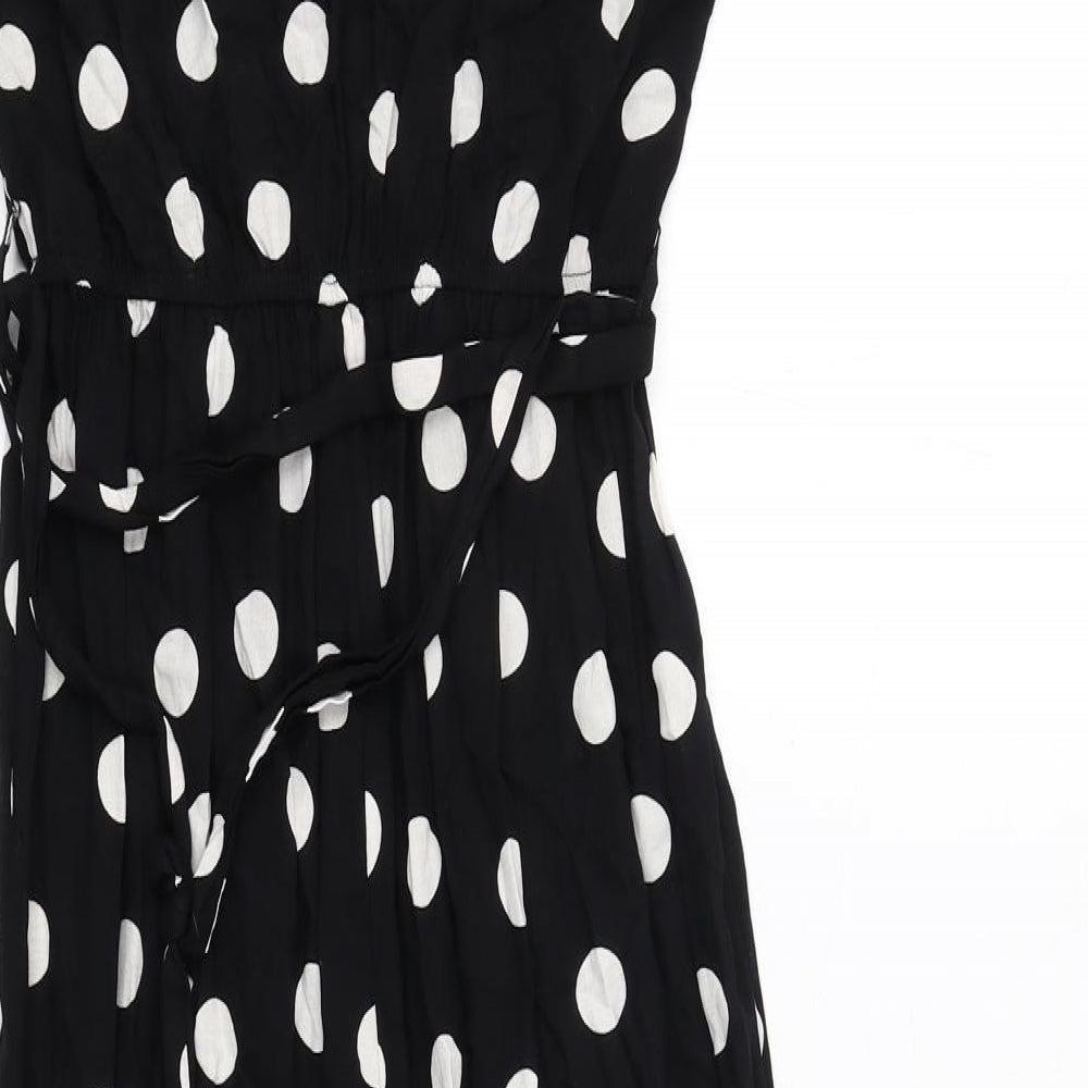 New Look Womens Black Polka Dot Viscose Jumpsuit One-Piece Size 8 Button