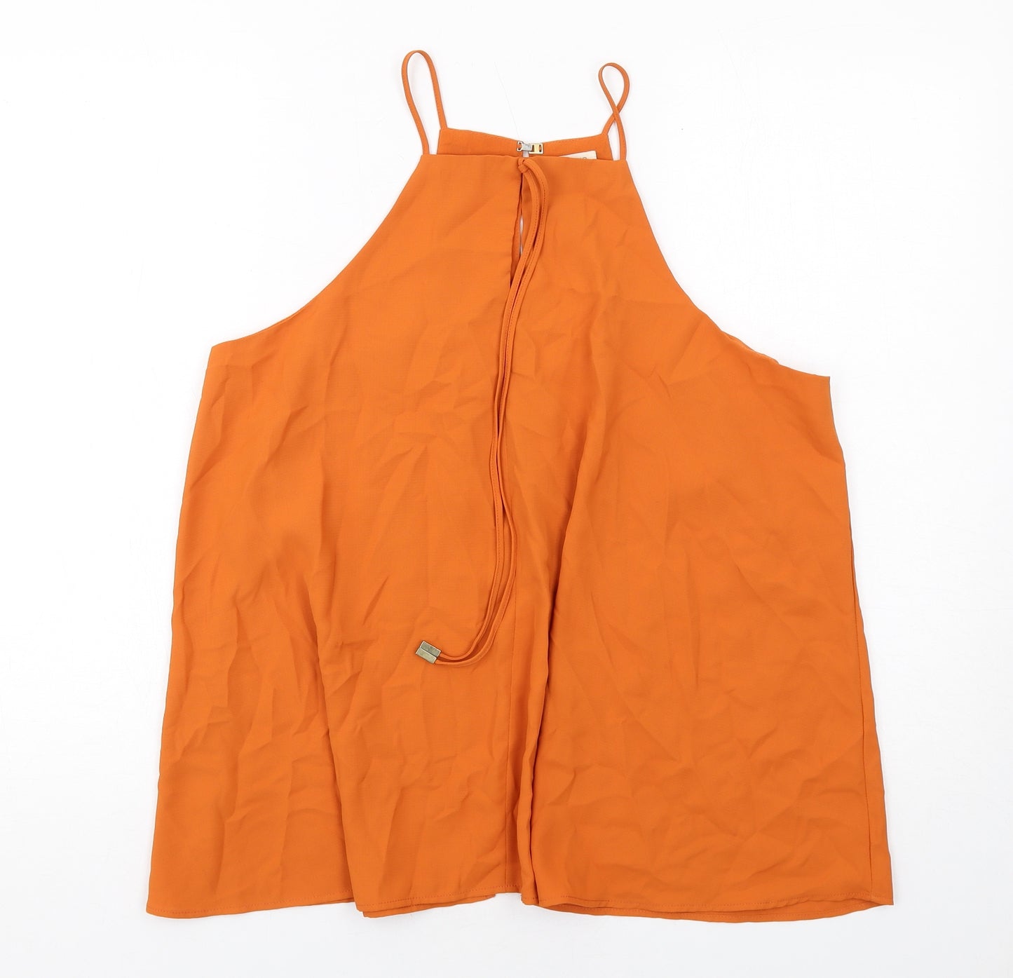 River Island Womens Orange Polyester Basic Tank Size 16 Square Neck