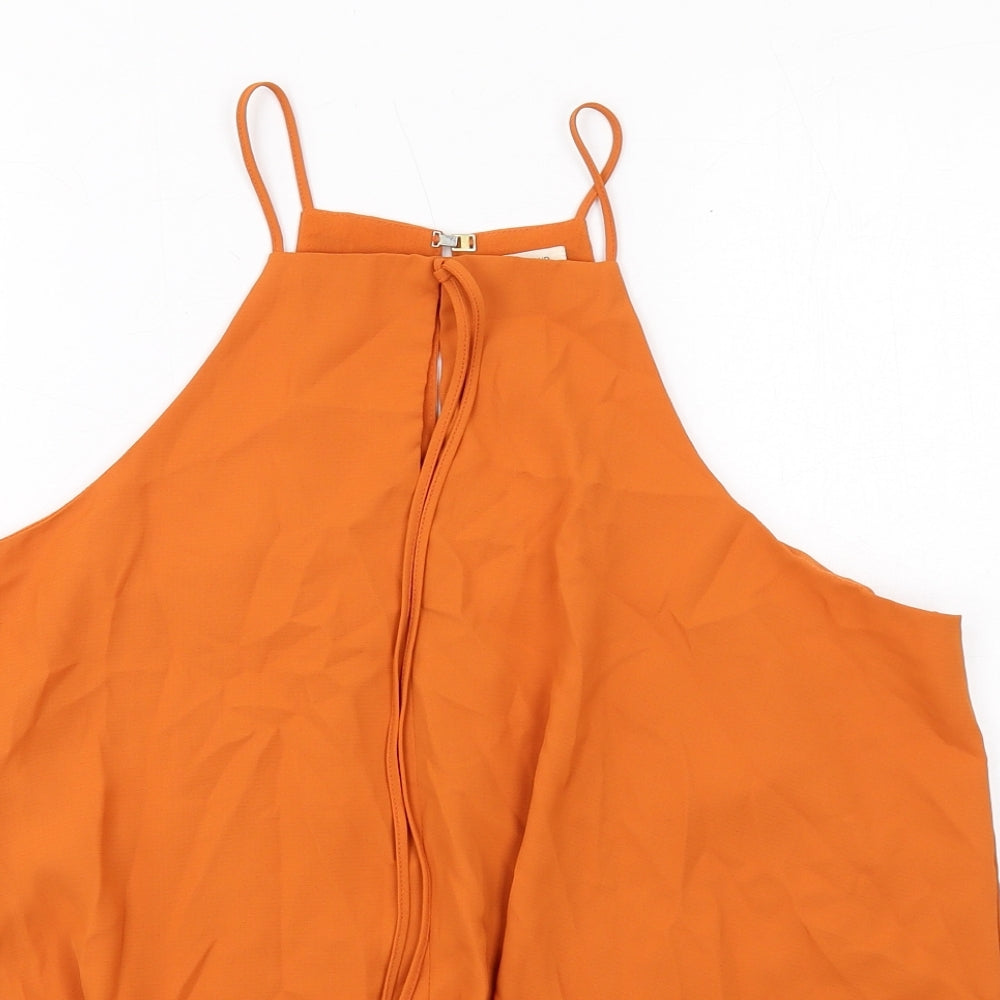 River Island Womens Orange Polyester Basic Tank Size 16 Square Neck