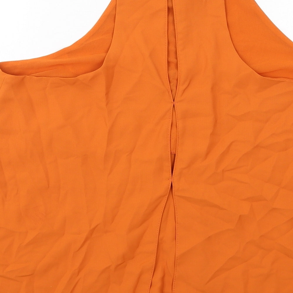 River Island Womens Orange Polyester Basic Tank Size 16 Square Neck
