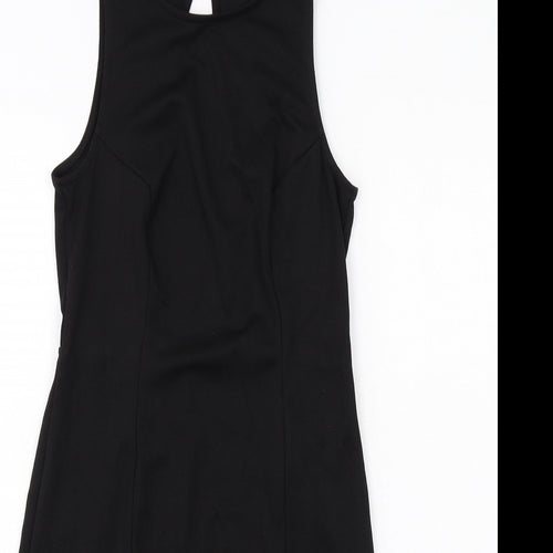 H&M Womens Black Polyester Sheath Size S Boat Neck Button